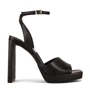 STEVE MADDEN PROPEL BLACK LEATHER PLATFORM HEEL SIZE 6